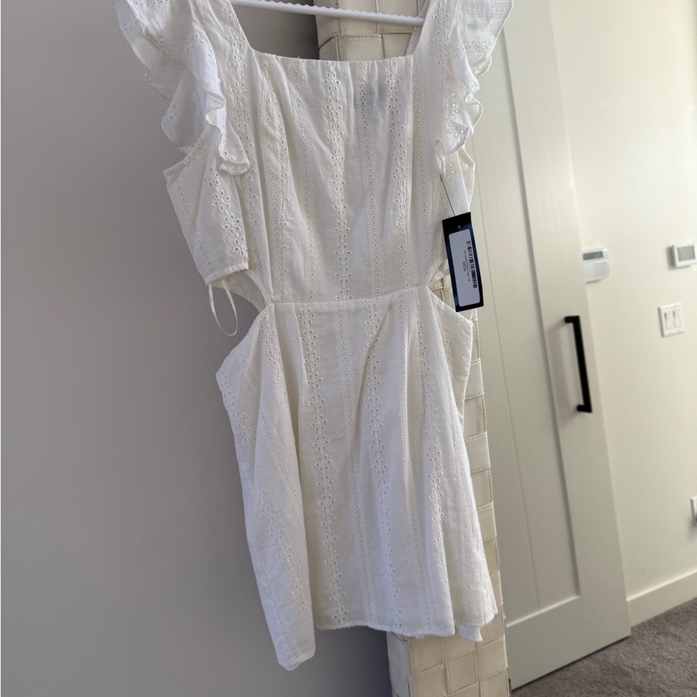 White Eyelet Ruffle Dress - Picture 2 of 4